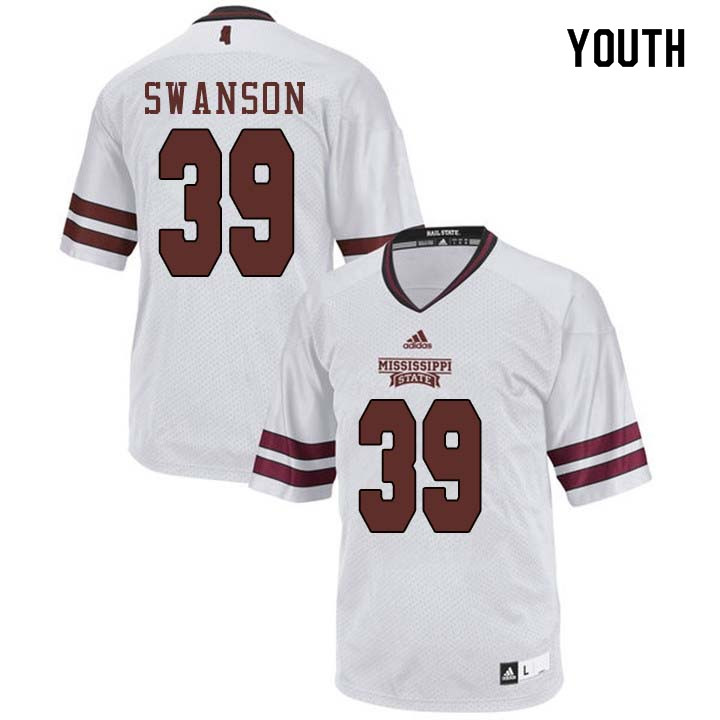 Youth #39 Nathan Swanson Mississippi State Bulldogs College Football Jerseys Sale-White
